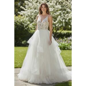 Beautiful Wedding Dress/Gown Blush By Haley Paige Size 10